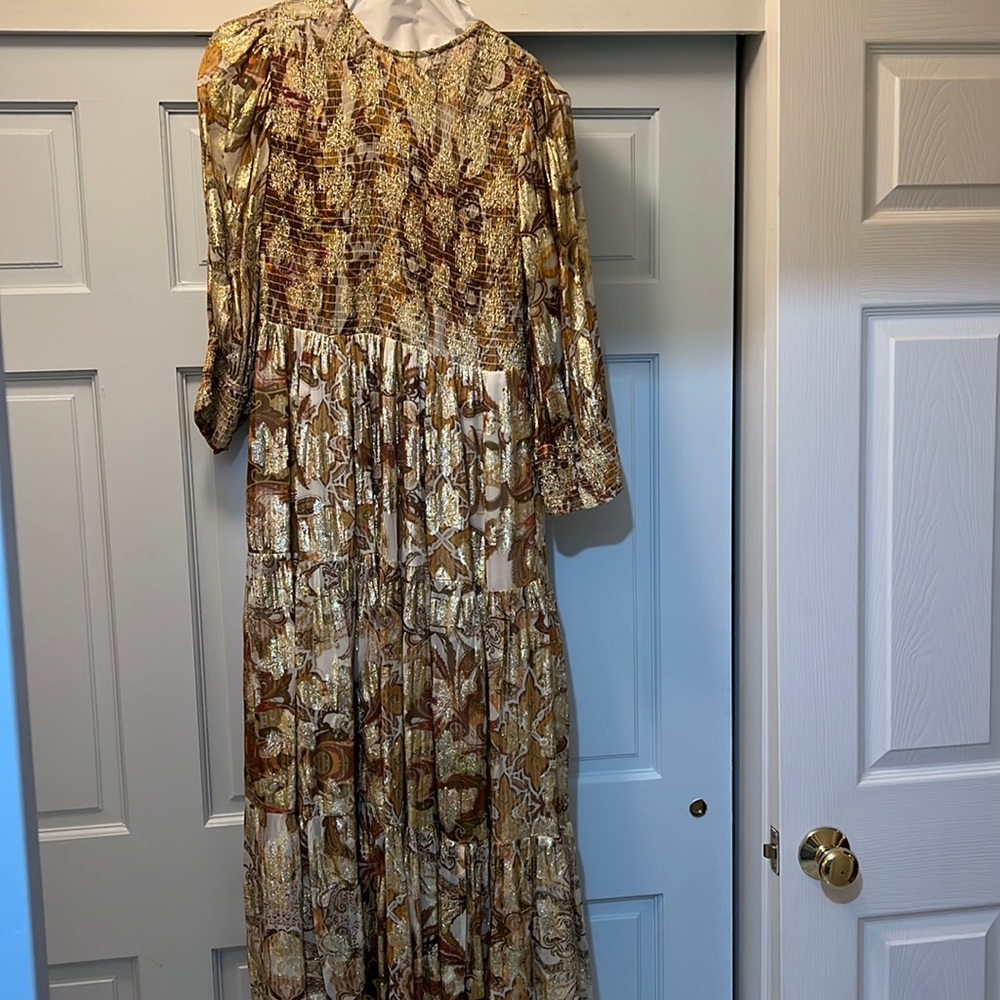 Zara gold metallic long dress! Perfect for work holiday parties!